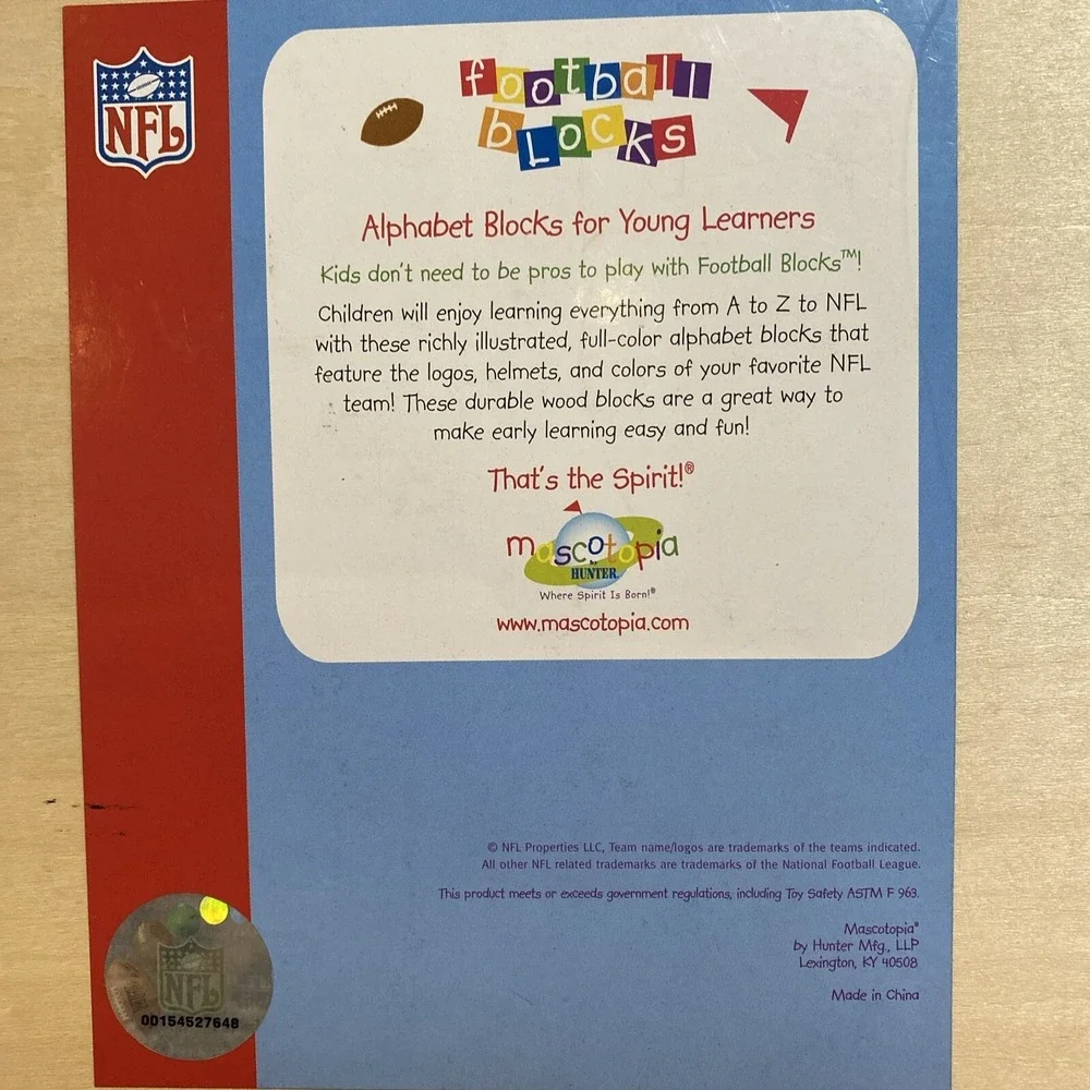 Licensed NFL Green Bay Packers‎ Wood Alphabet ABC Picture Stacking Blocks
